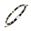Black Agate Beaded Sterling Pull Cord Bracelet
