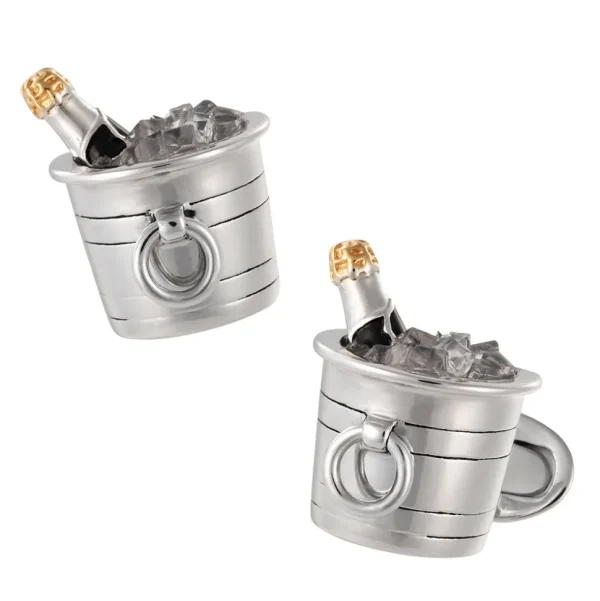 Champagne Bottle on ice Sterling Cufflinks