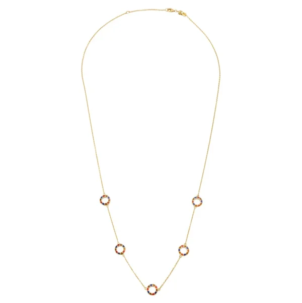 Dash Circle Five Station Gold Vermeil Sterling Necklace