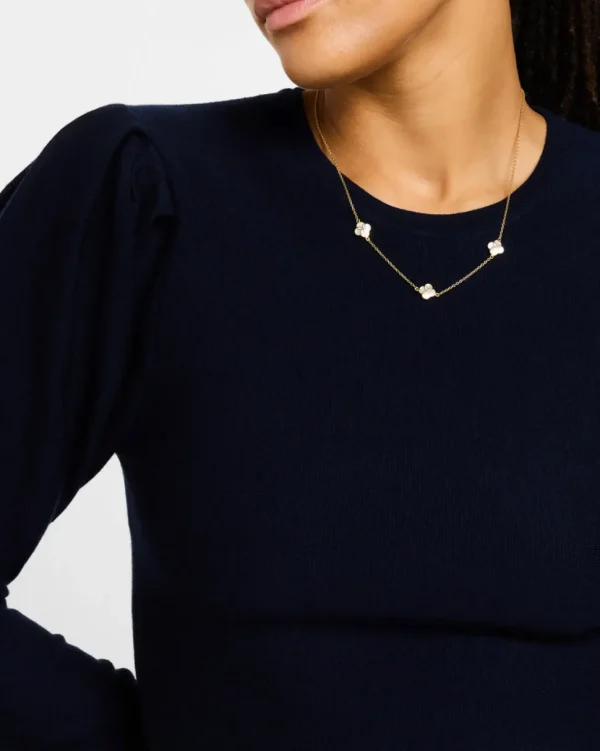 Gemstone Petal 3 Station Gold Vermeil Sterling Silver Necklace