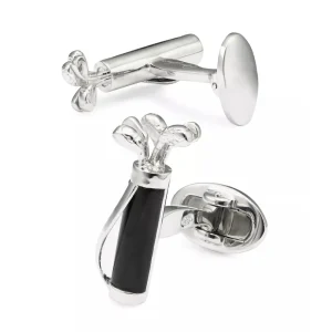 Golf Bag and Clubs Gemstone Sterling Cufflinks