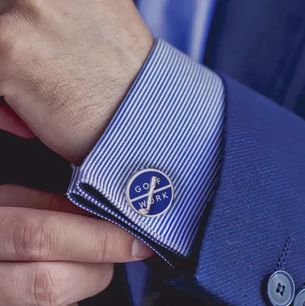 GOLF OR WORK? Spinner Sterling Silver Cufflinks