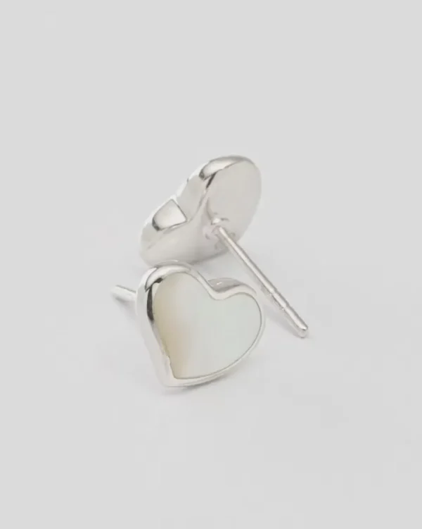 Heart Gemstone Sterling Stud Earrings