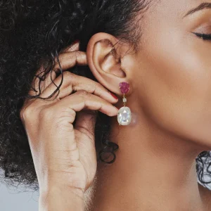La Boca 18K Gold One of a Kind Gemstone Earrings