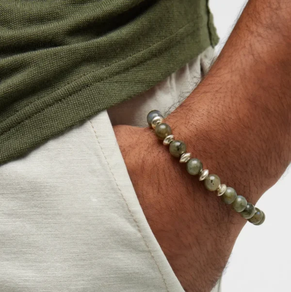 Labradorite & Sterling Beads Flex Bracelet