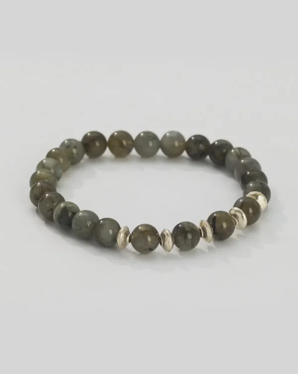 Labradorite & Sterling Beads Flex Bracelet