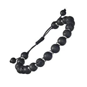 Lava Stone Beaded Pull Cord Bracelet