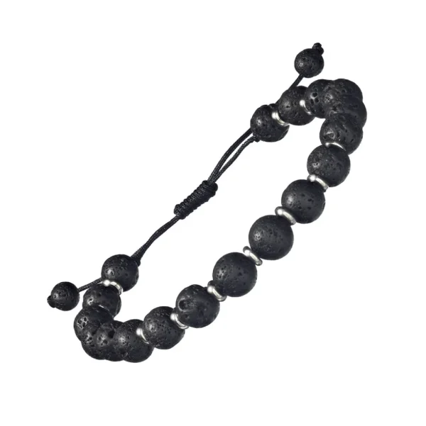 Lava Stone Beaded Pull Cord Bracelet