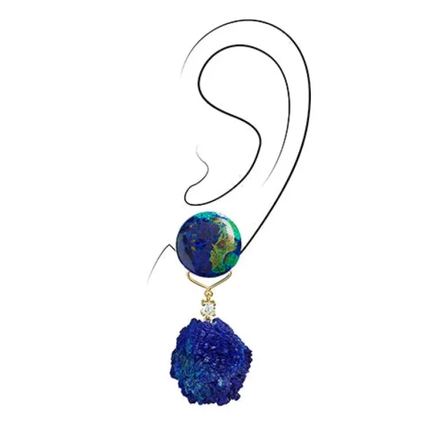 Mauna Loa 18K Gold One of a Kind Gemstone Earrings