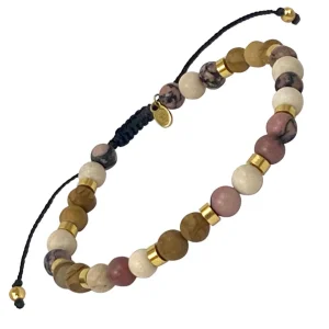 8mm Mixed color Bead Sterling Pull Cord Bracelet