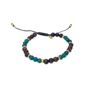 8mm Mixed color Bead Sterling Pull Cord Bracelet