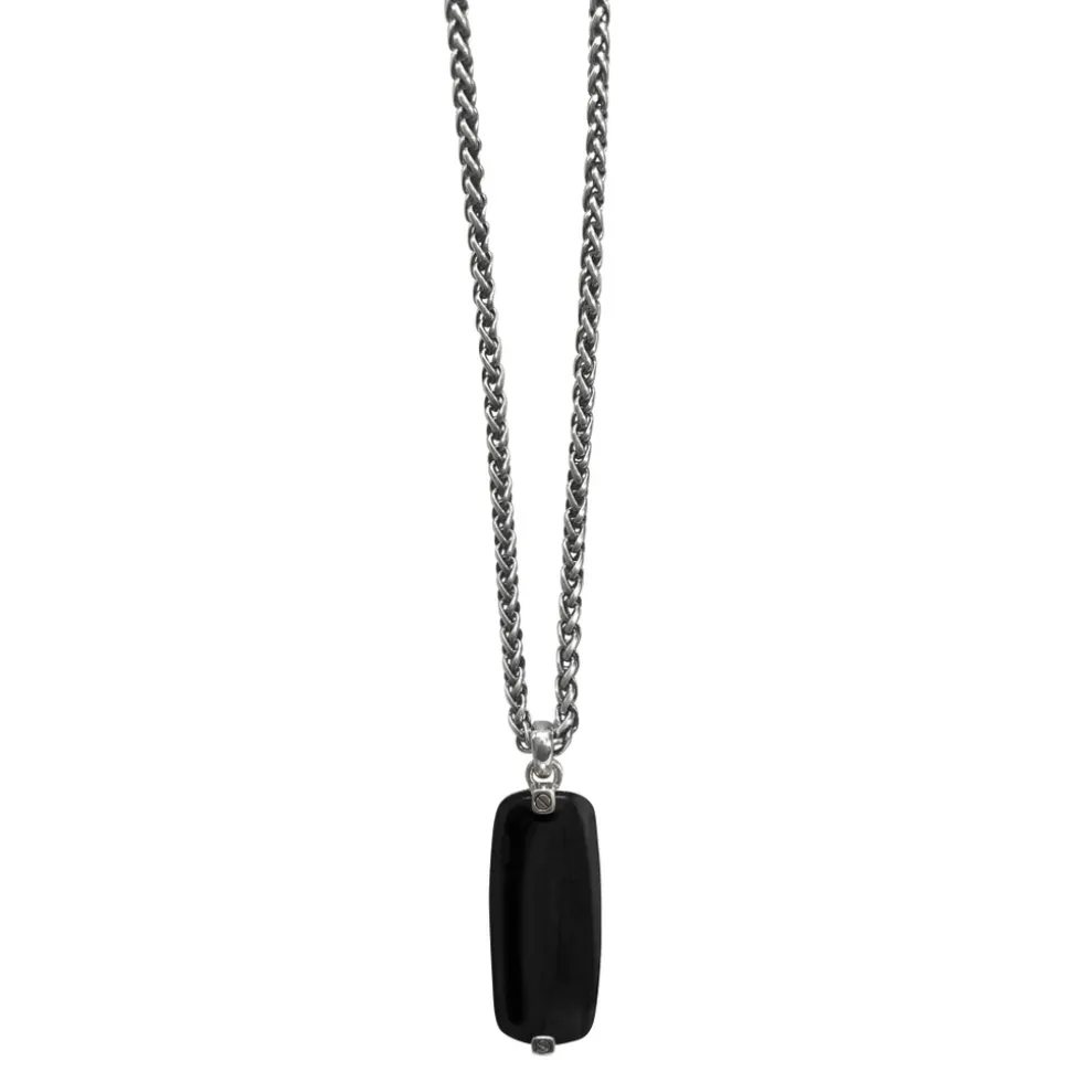 Onyx Gemstone Tag Sterling Silver Pendant
