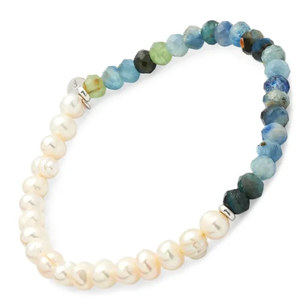 Pearls & Kyanite Beaded Flex Bracelet