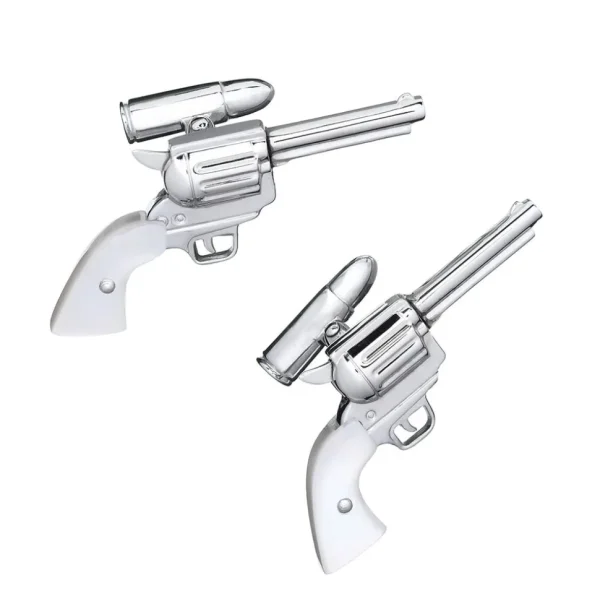 Pistol with Bullet Back Mother of Pearl Sterling Cufflinks