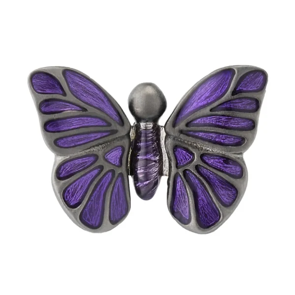 Purple Hand Painted Enamel Butterfly Sterling Silver Lapel Pin I Jan Leslie