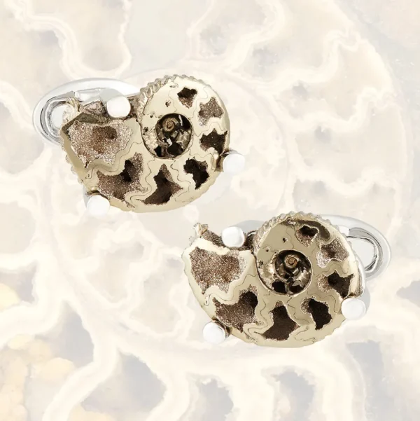 Pyritized Ammonite Fossil Sterling Silver Cufflink