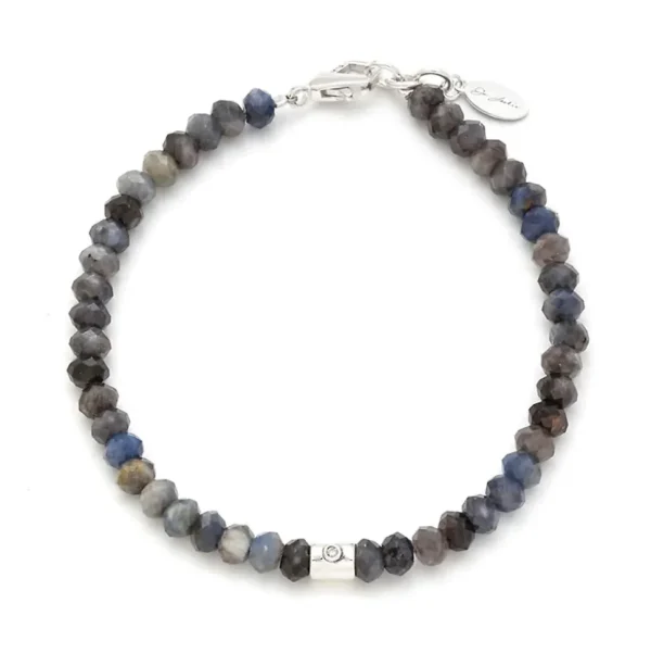 Sapphire Beaded Sterling Diamond Bracelet