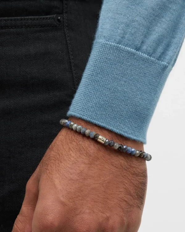 Sapphire Beaded Sterling Diamond Bracelet