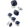 Sapphire Square Sterling Cufflink Stud Set