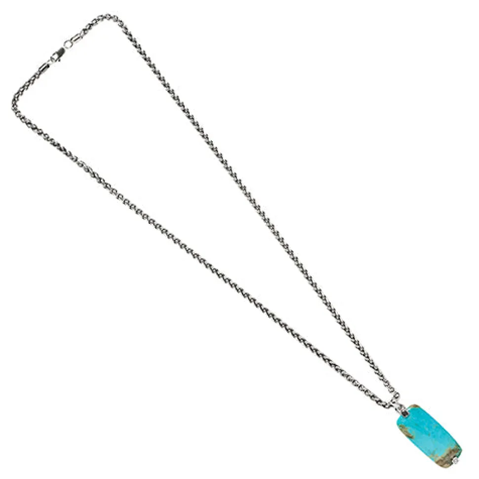 Turquoise Gemstone Tag Pendant Necklace