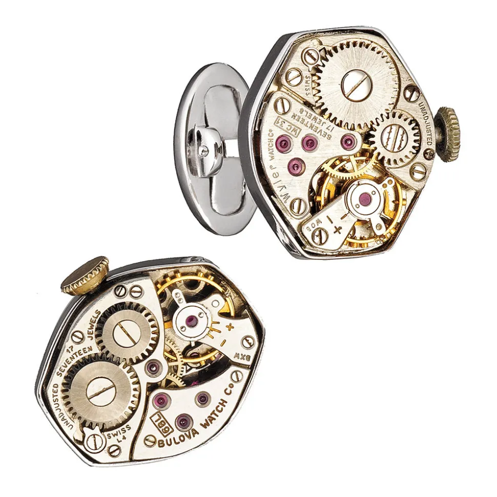 Vintage Watch Movements Sterling Cufflinks